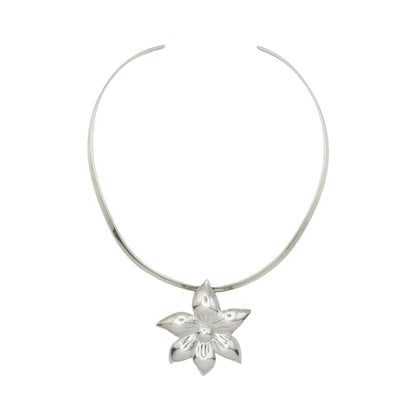 Vintage Sterling Statement Flower Torque