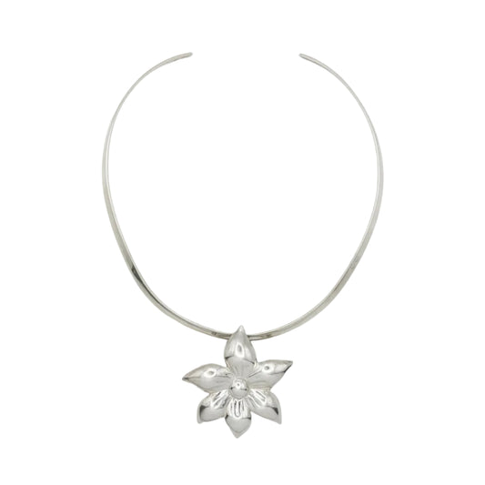 Vintage Sterling Statement Flower Torque
