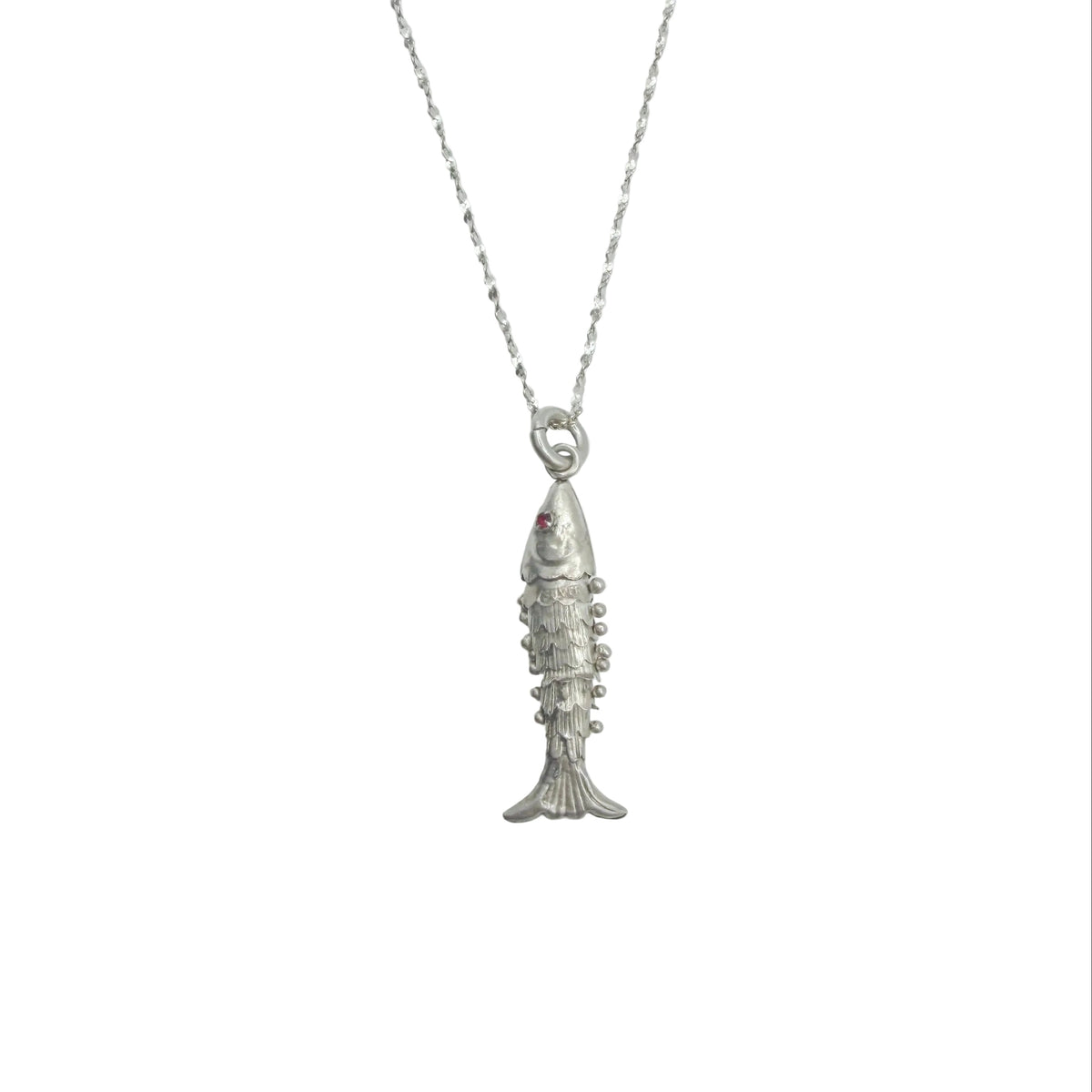 Vintage Sterling Articulated Fish Necklace