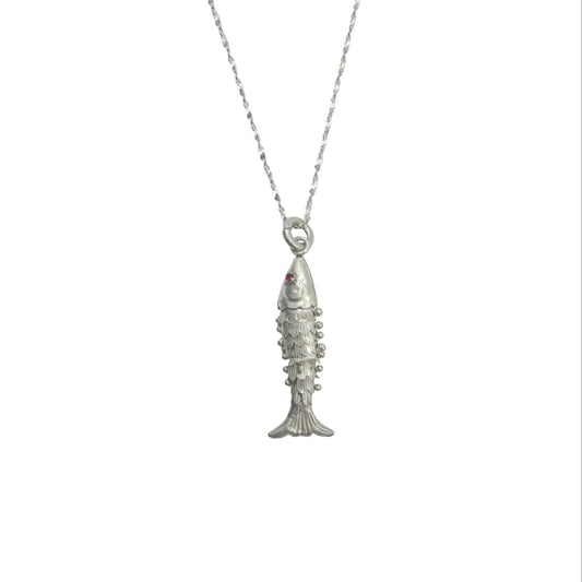 Vintage Sterling Articulated Fish Necklace
