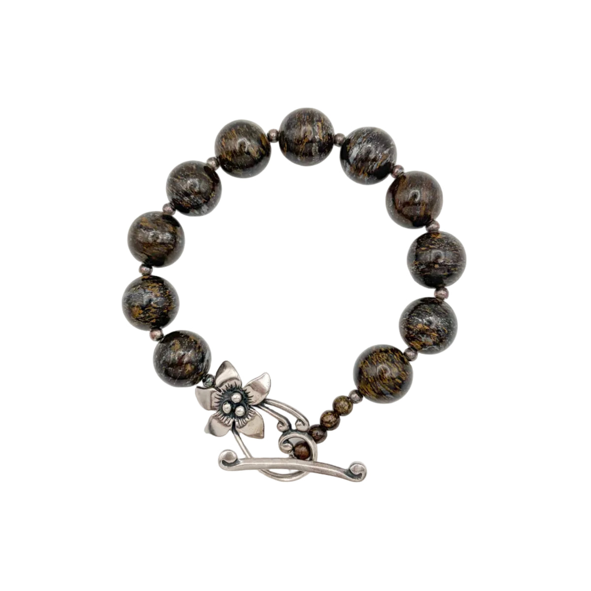 Vintage Sterling Silpada Bronzite Bead Bracelet
