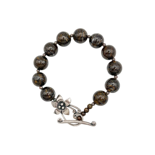Vintage Sterling Silpada Bronzite Bead Bracelet