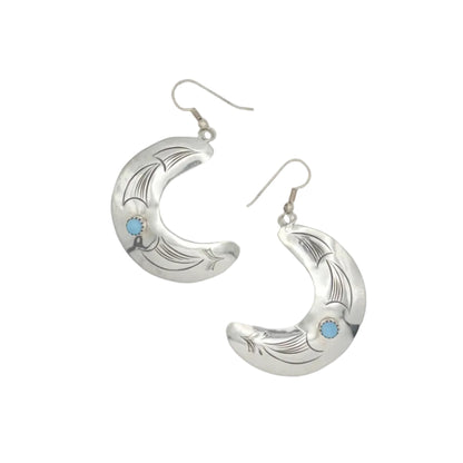 Vintage Sterling Turquoise Moon Earrings
