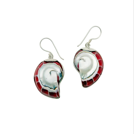 Vintage Sterling Nautilus Earrings