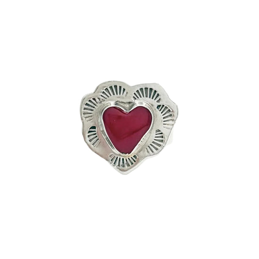 Vintage Sterling Southwestern Red Jasper Heart Ring