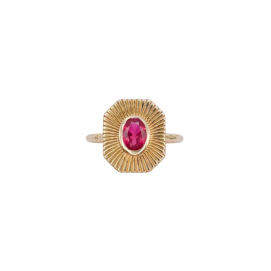 Vintage Sterling Gold Vermeil Pink Gemstone Ring