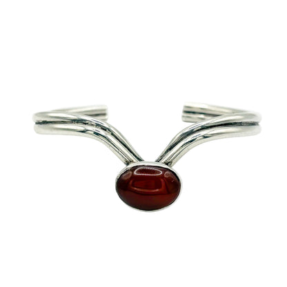 Vintage Sterling Silver Carnelian Cuff