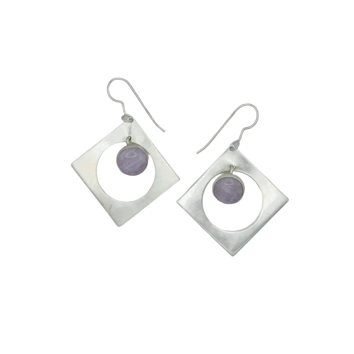 Modernist Sterling Charolite Geometric Earrings