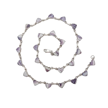 Vintage Sterling Wampum Heart Link Necklace