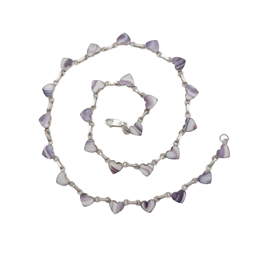 Vintage Sterling Wampum Heart Link Necklace