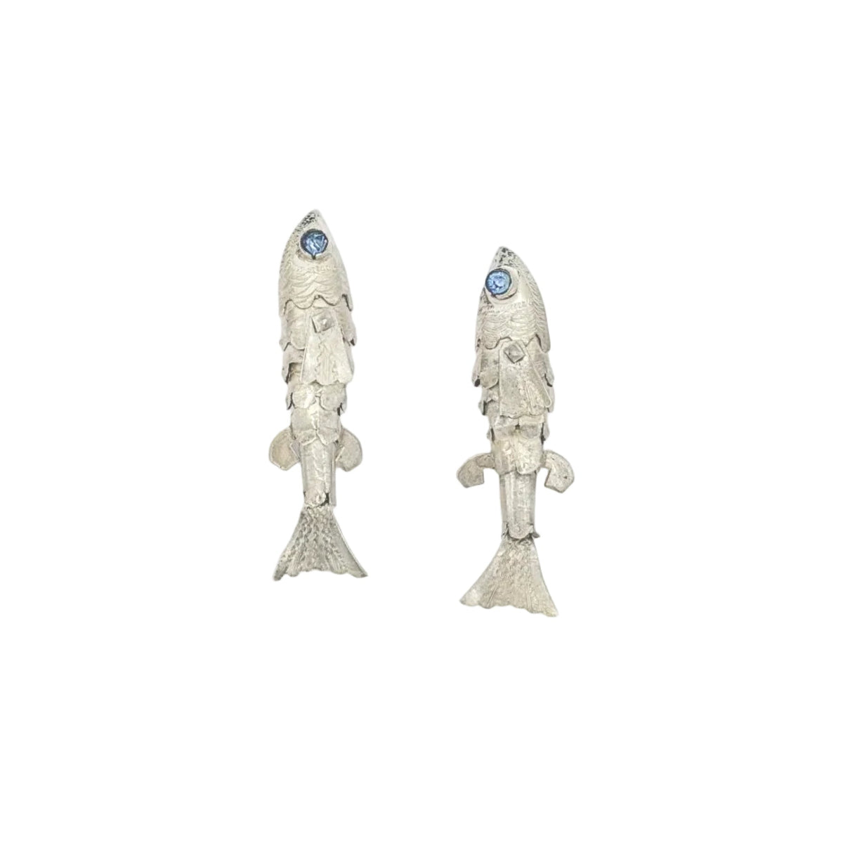 Vintage Sterling Articulated Fish Earrings