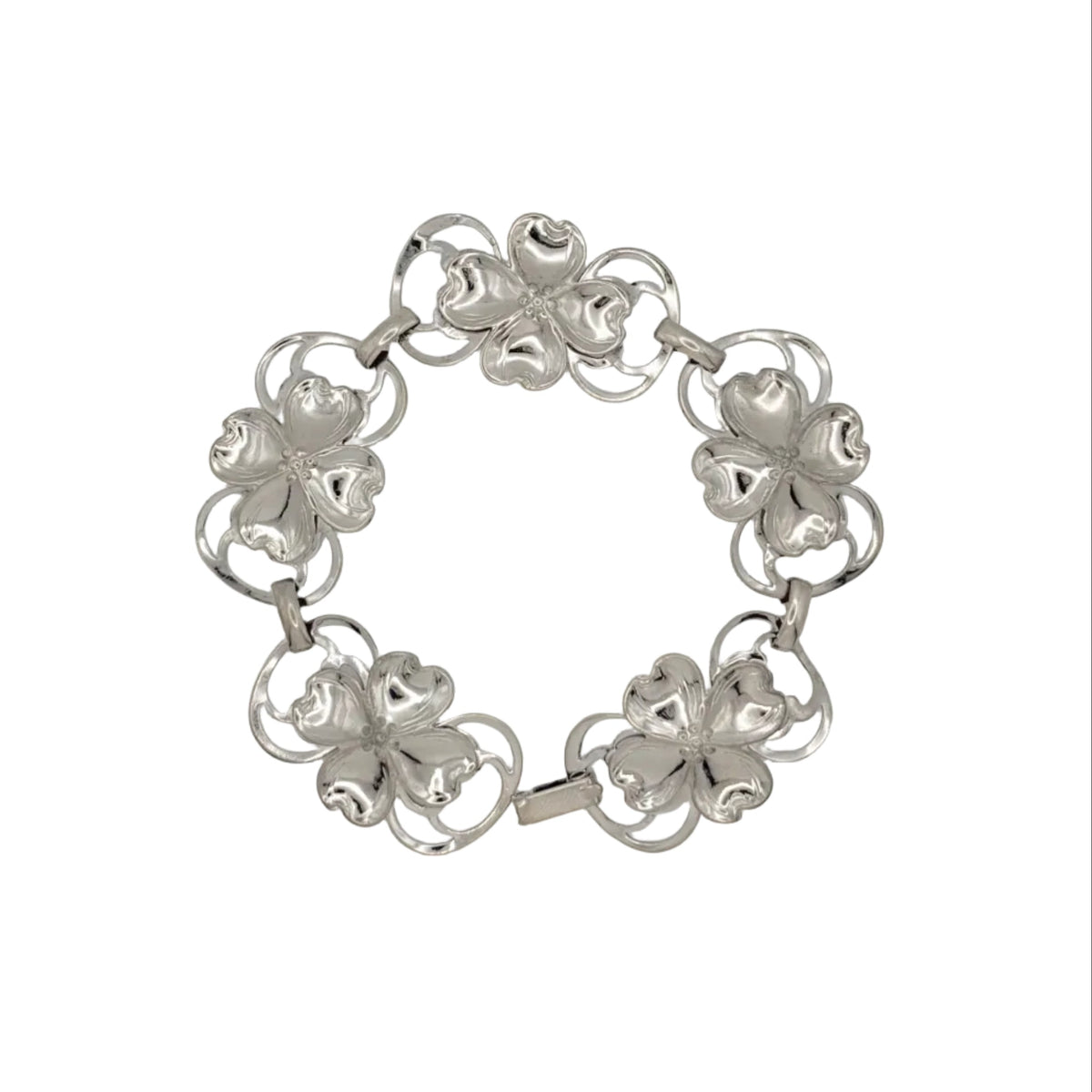 Vintage Sterling Stuart Nye Oxidized Finish Dogwood Bracelet