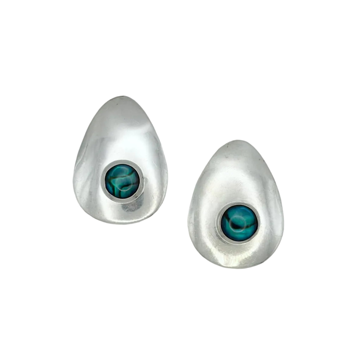 Vintage Sterling Abalone Cabochon Earrings