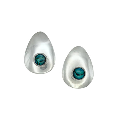 Vintage Sterling Abalone Cabochon Earrings