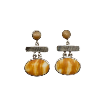 Vintage Sterling Shell Drop Earrings