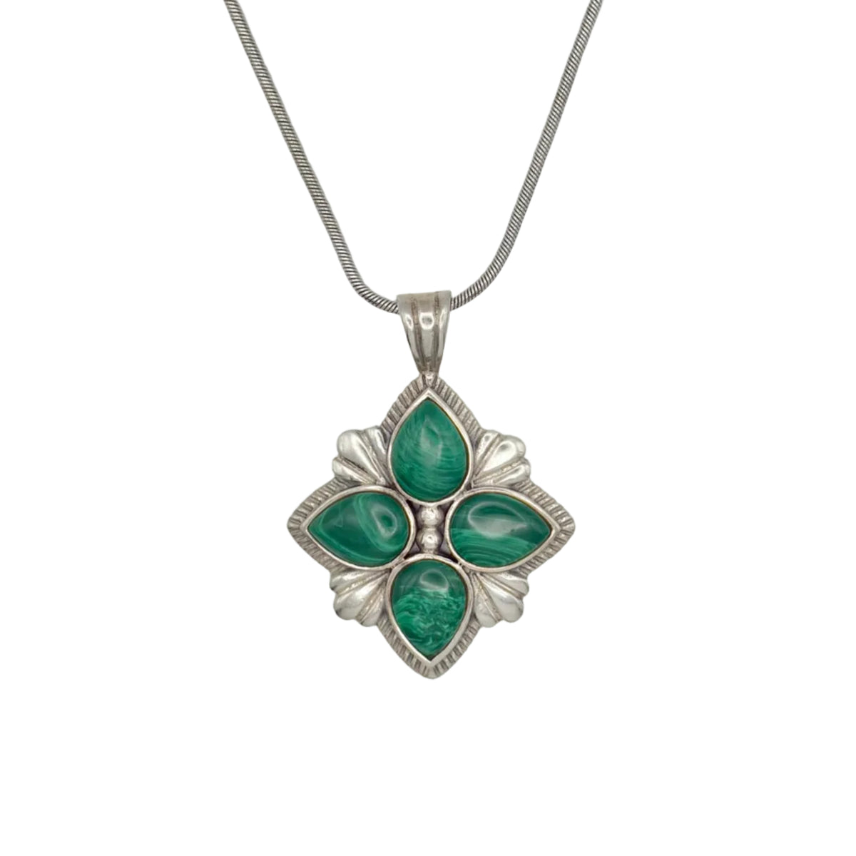 Vintage Sterling Malachite Necklace