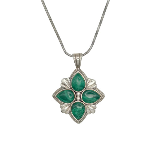 Vintage Sterling Malachite Necklace