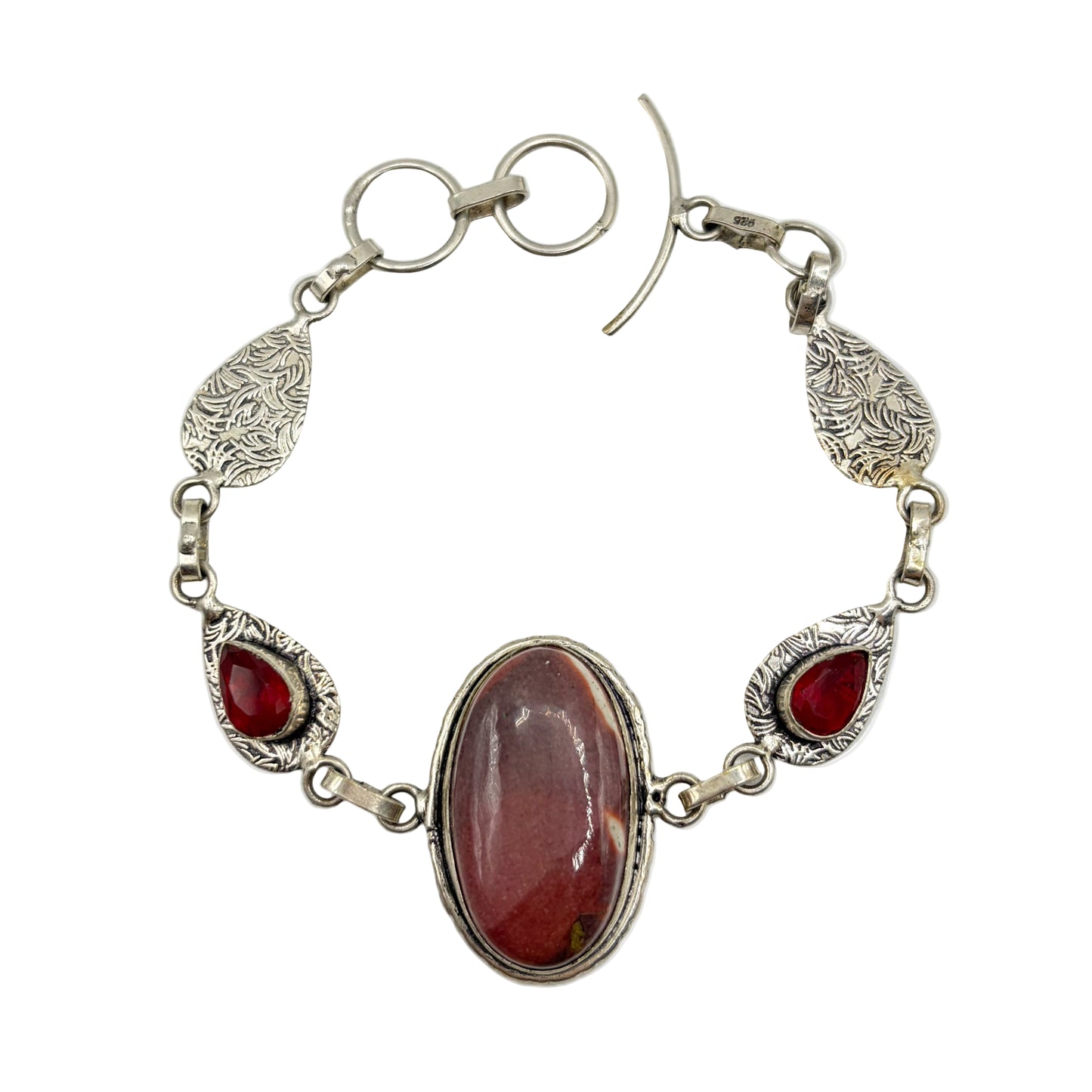 Vintage Silver Plated Cabochon Stone Bracelet