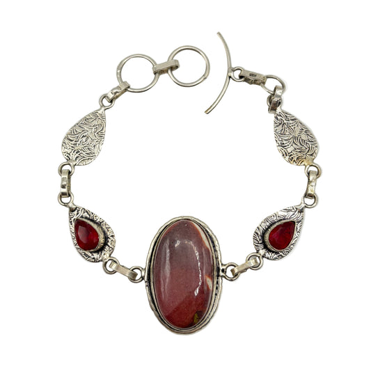 Vintage Silver Plated Cabochon Stone Bracelet