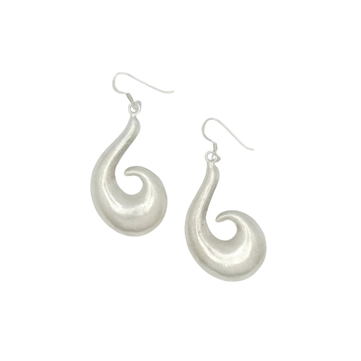 Modernist Sterling Brushed Swirl Earrings