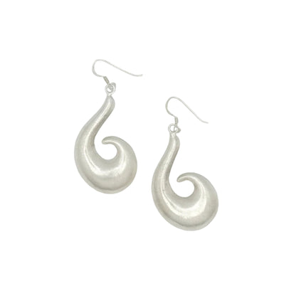 Modernist Sterling Brushed Swirl Earrings