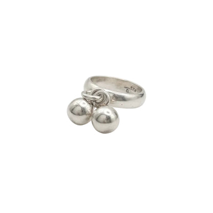 Modernist Sterling Ball Charm Ring