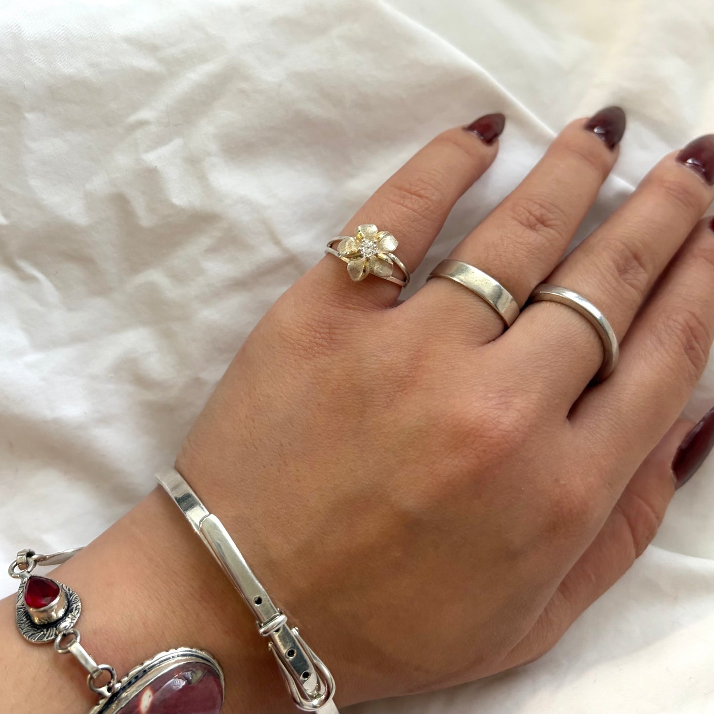 Vintage Sterling Plumeria Ring