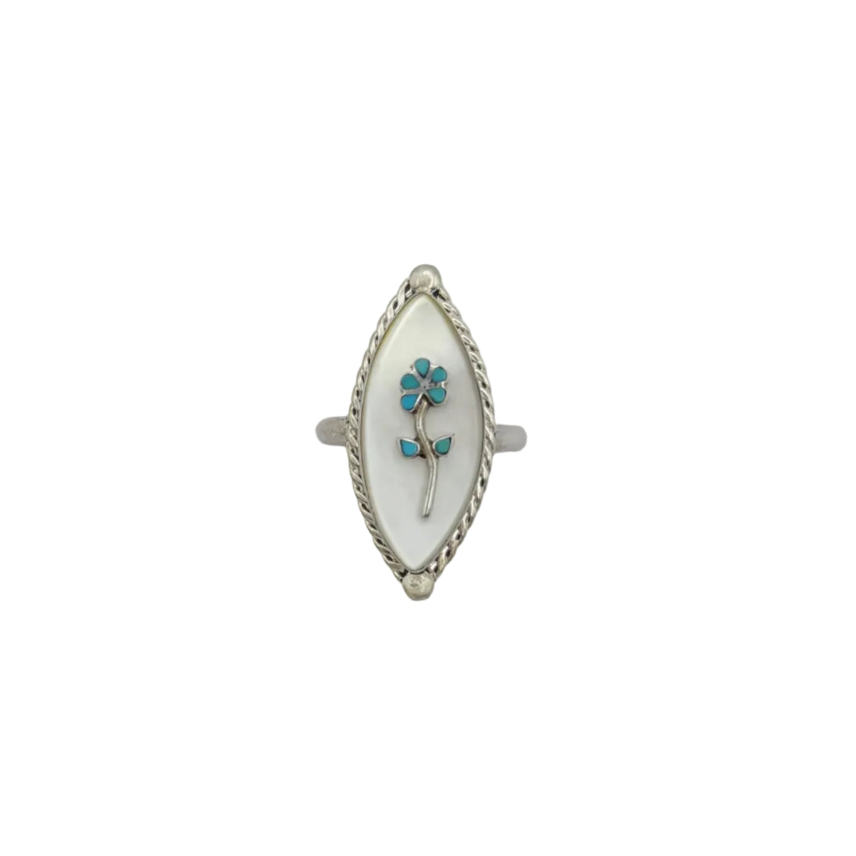 Vintage Sterling Zuni Turquoise Flower Ring