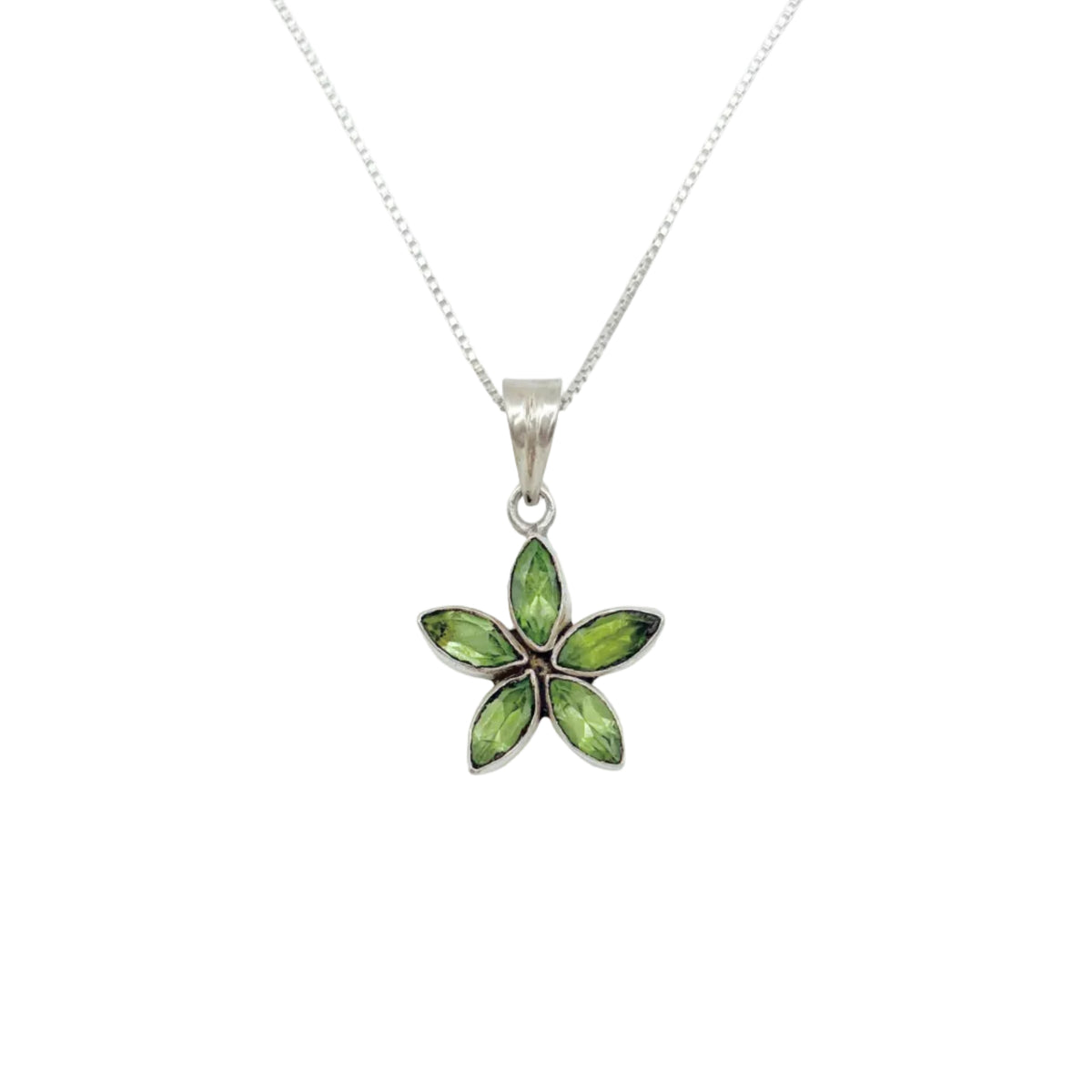 Vintage Sterling Peridot Dainty Flower Necklace