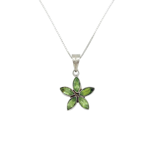 Vintage Sterling Peridot Dainty Flower Necklace