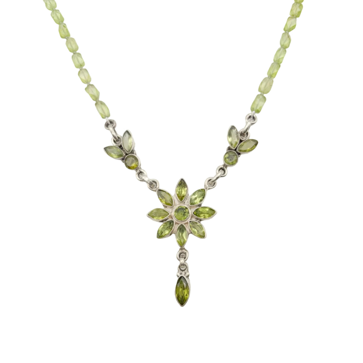 Vintage Sterling Peridot Lariat Necklace