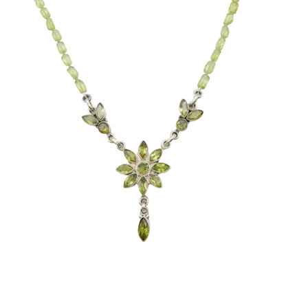 Vintage Sterling Peridot Lariat Necklace