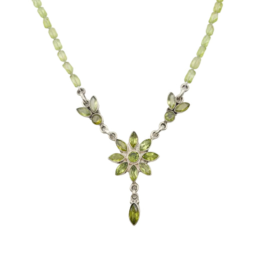 Vintage Sterling Peridot Lariat Necklace