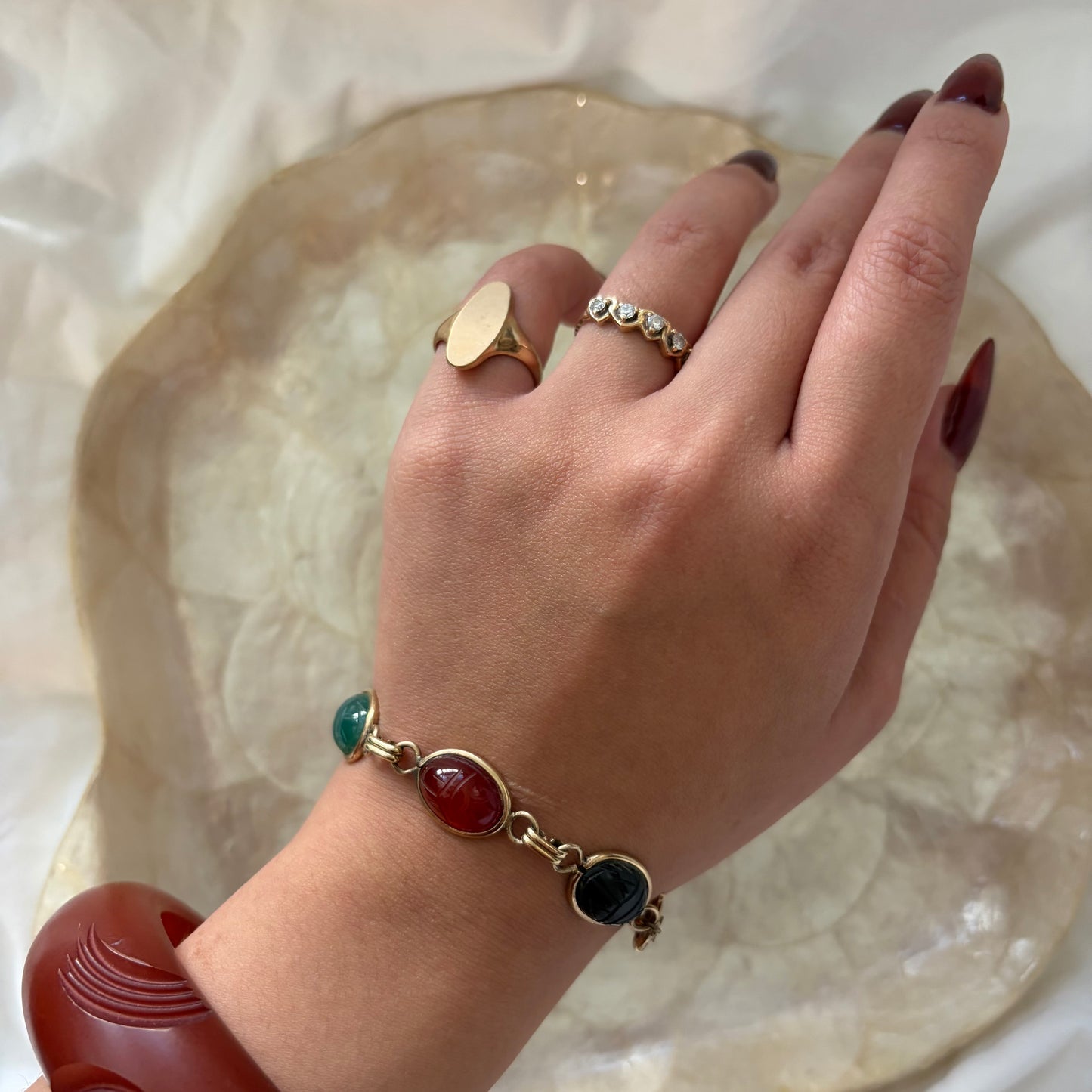 Vintage Gold Filled Scarab Bracelet