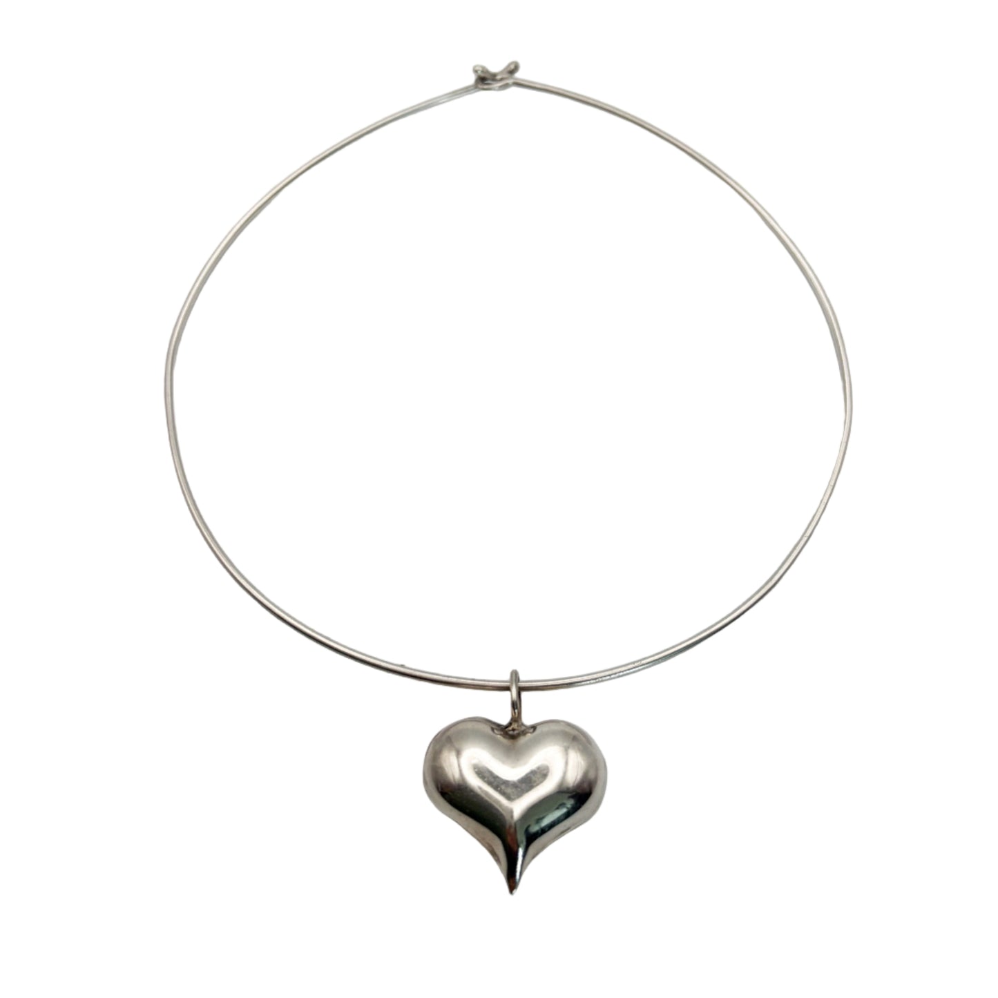 Vintage Sterling Heart Choker Torque Necklace