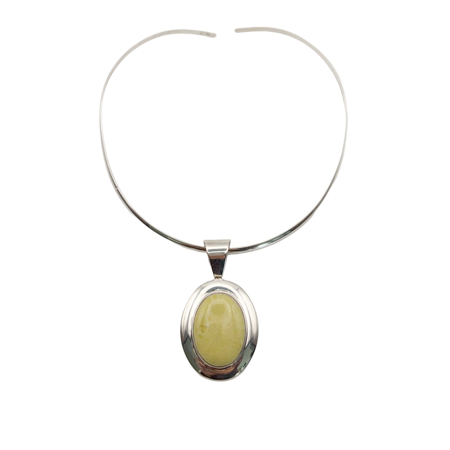 Vintage Sterling Yellow Turquoise Torque Necklace
