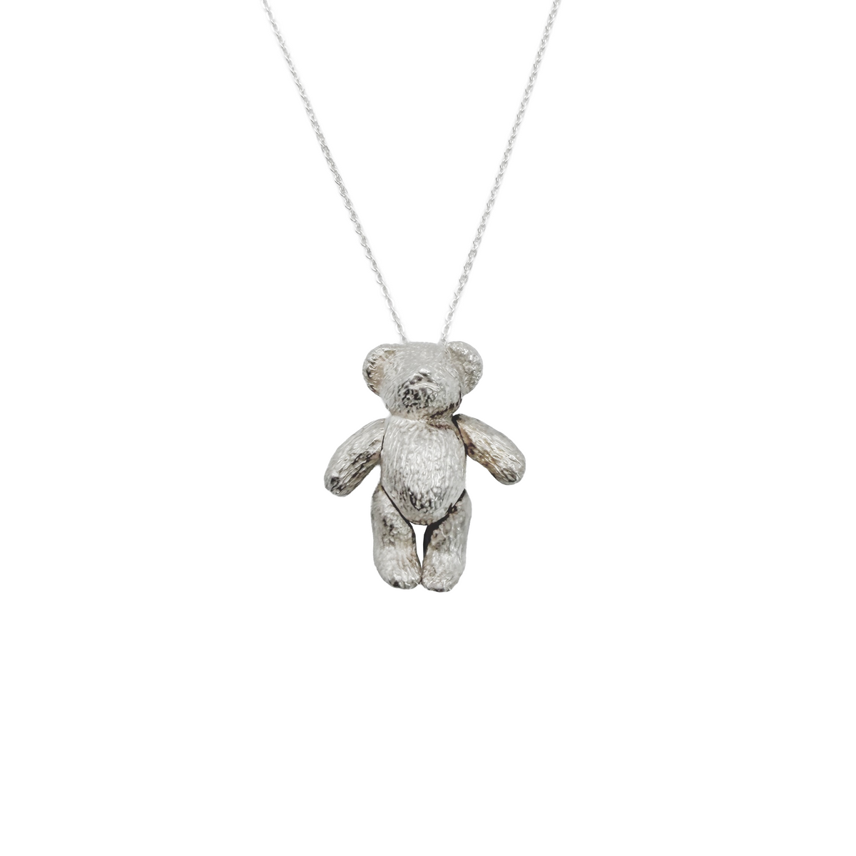Vintage Sterling Articulated Teddy Bear Necklace