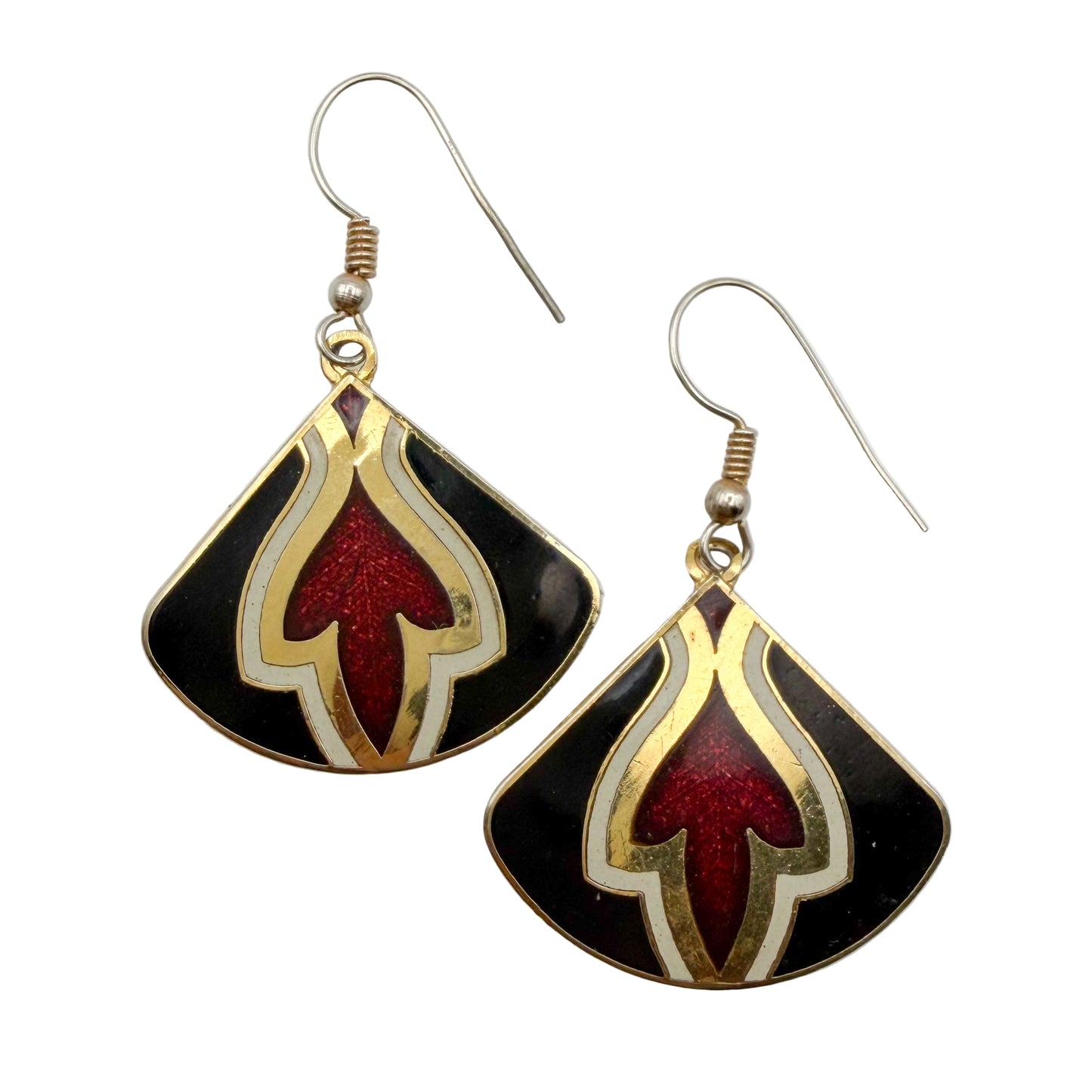 Vintage Gold Tone Cloisonne Earrings