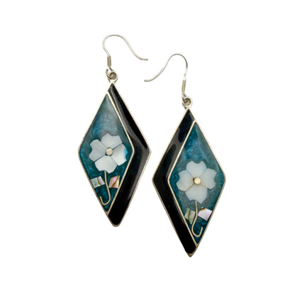 Vintage Alpaca Silver Abalone Earrings