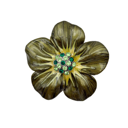 Vintage Enamel Silver Tone Pendant Brooch