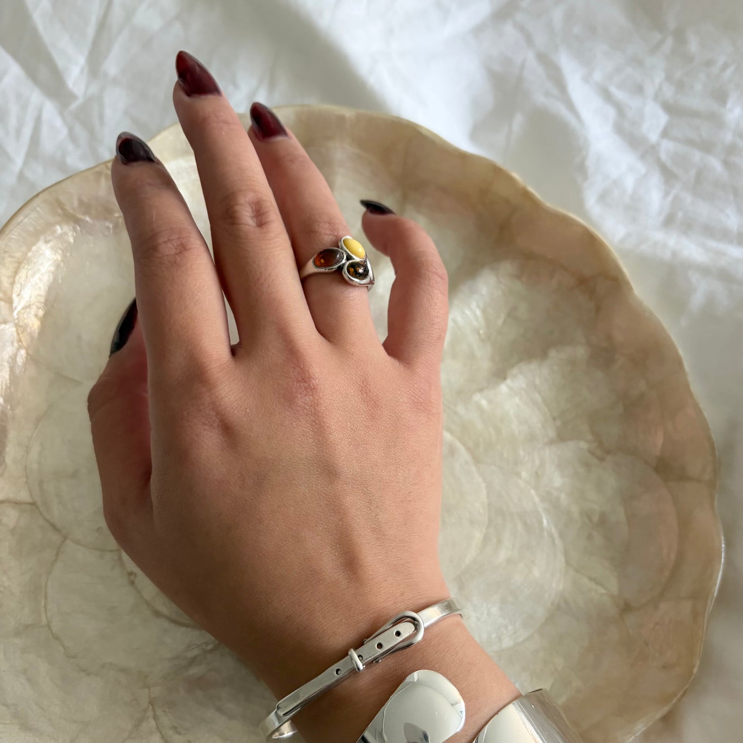 Vintage Sterling Amber Ring