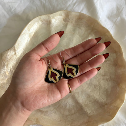 Vintage Gold Tone Cloisonne Earrings