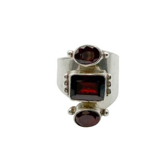 Vintage Sterling Ann Curley Garnet Ring