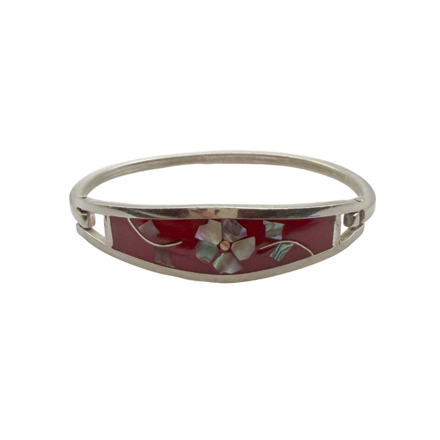 Vintage Sterling Taxco Abalone Inlay Bracelet