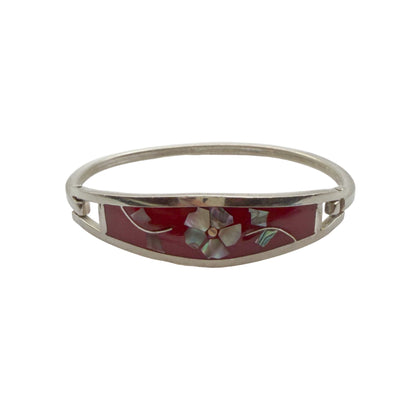 Vintage Sterling Taxco Abalone Inlay Bracelet