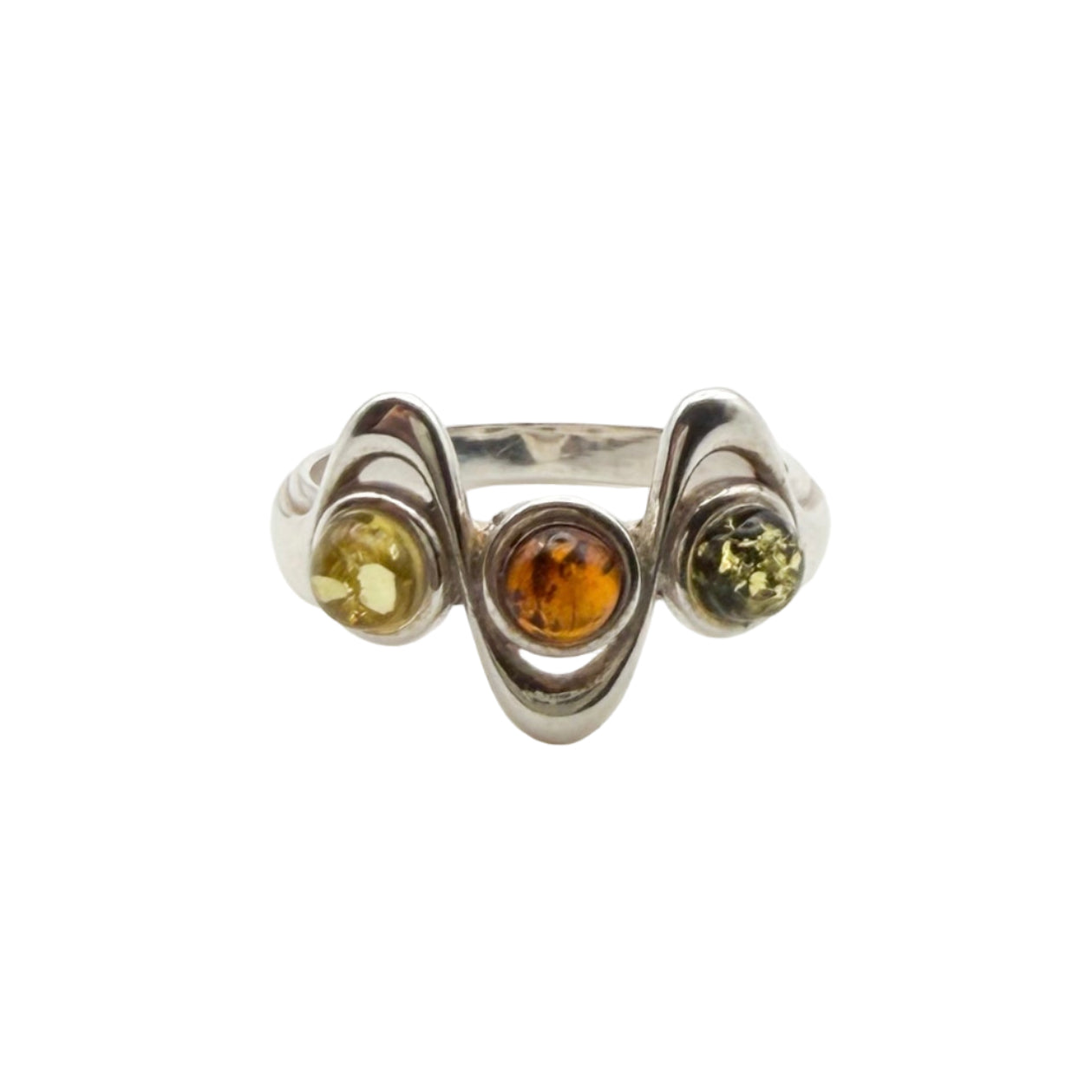 Vintage Sterling Multi Amber Ring