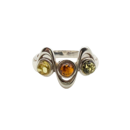 Vintage Sterling Multi Amber Ring