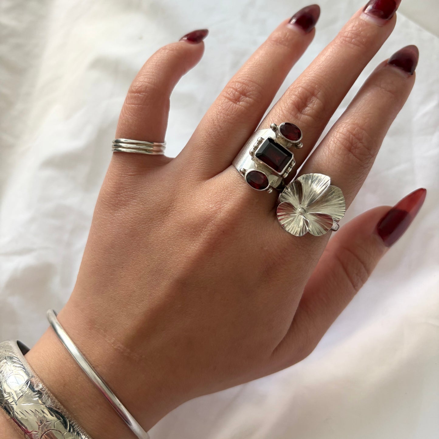 Vintage Sterling Ann Curley Garnet Ring