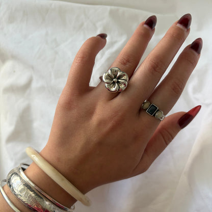 Vintage Sterling Plumeria Ring