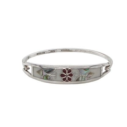 Vintage Sterling Taxco Abalone Inlay Bracelet